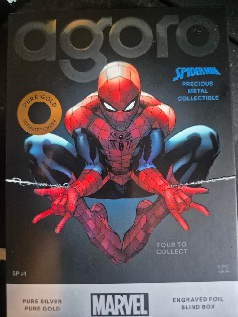 2025 Agoro Spider Man Sealed Blind Box Marvel Silver or Gold, Ophalen of Verzenden, Zilver