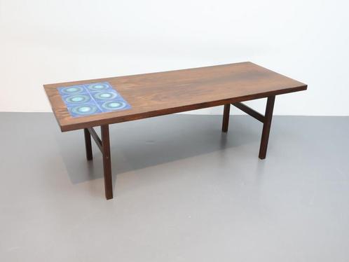 Vintage salontafel palissander keramiek Deens, Huis en Inrichting, Tafels | Salontafels, Gebruikt, 50 tot 75 cm, 50 tot 100 cm