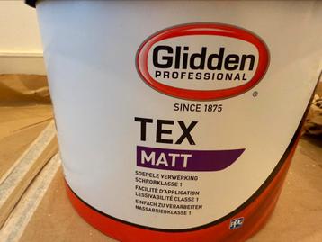 Nieuwe emmer Glidde  matt tex muurverf 10 liter wit beschikbaar voor biedingen