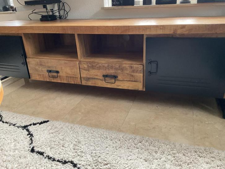 Massief Mangohouten TV Meubel - Nieuwstaat!, Huis en Inrichting, Kasten | Televisiemeubels, Zo goed als nieuw, Minder dan 100 cm