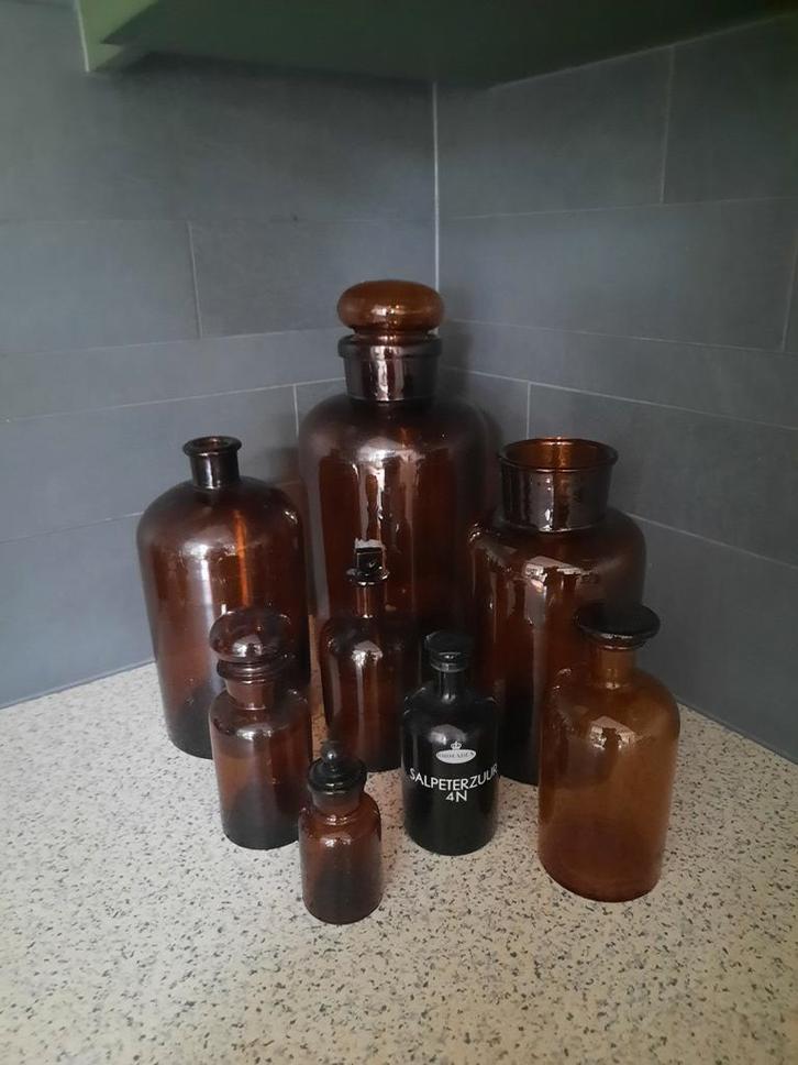 Vintage apothekerspotten flessen, Antiek en Kunst, Antiek | Glas en Kristal, Ophalen of Verzenden