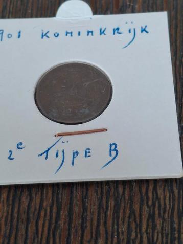 Oude Nederlandse cent uit 1901. Koninkrijk 2e type B  beschikbaar voor biedingen