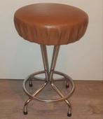 Vintage barkruk met chromen frame, Ophalen, Gebruikt, Met voetsteun, 60 tot 90 cm