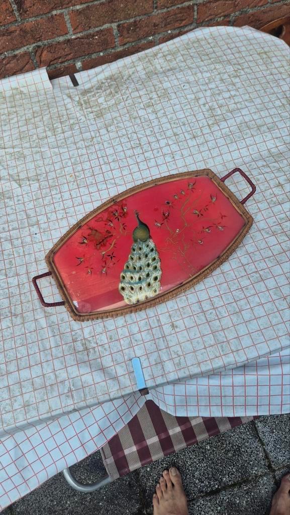 Chinees Dienblad Handgemaakt Pauw Motief, Antiek en Kunst, Antiek | Woonaccessoires, Ophalen