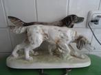 Oud groot beeld 2x jachthond 30 cm, Antiek en Kunst, Ophalen