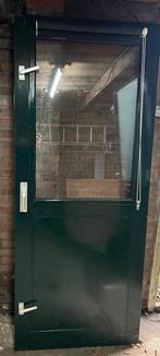 Hardhouten buitendeur groen met dubbel glas, Ophalen, Gebruikt, 200 tot 215 cm, Glas