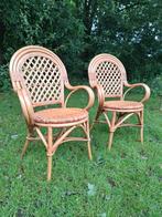 Set van 2 vintage rotan stoelen bamboe stoelen, Ophalen of Verzenden, Gebruikt, Bruin