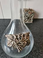 Vintage Glazen Karaf met Zilveren Druivenmotief, Ophalen of Verzenden