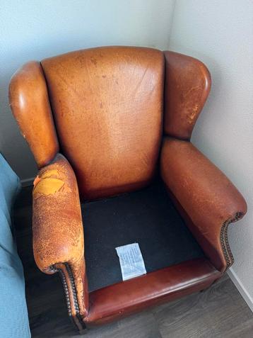 Schapenleren fauteuil - Opknapper! beschikbaar voor biedingen