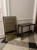 Vintage gouden chrome spiegel en console, Antiek en Kunst, Ophalen of Verzenden, Rechthoekig
