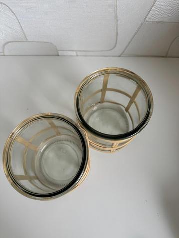 Kaarshouders glas met rotan nieuw beschikbaar voor biedingen