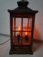 Lantaarn met 3 vlam kaarslampen h52x23x23, Ophalen, Zo goed als nieuw
