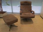 draaifauteuil met voetenbankje, Ophalen of Verzenden, Gebruikt, Leer