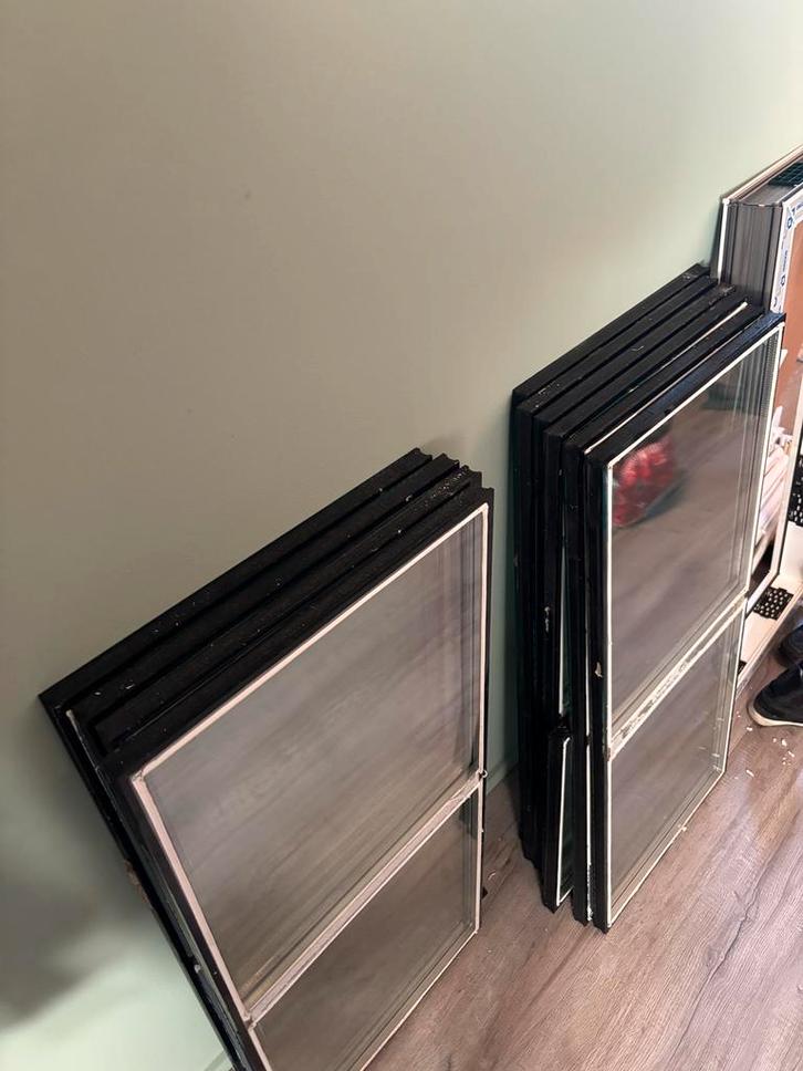 8 Dubbelglas Ramen met Wienersprossen, Doe-het-zelf en Verbouw, Glas en Ramen, Gebruikt, Gevelraam of Ruit, Dubbelglas, Ophalen