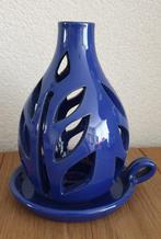 'Windlicht' blauwe kandelaar, 16cm nieuw gaaf vintage fraai!, Huis en Inrichting, Overige materialen, Blauw, Nieuw, Ophalen of Verzenden