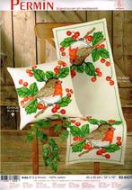 Cado permin borduurpakket kussen, roodborstje in bessen, Ophalen of Verzenden, Nieuw, Handborduren, Borduurpakket