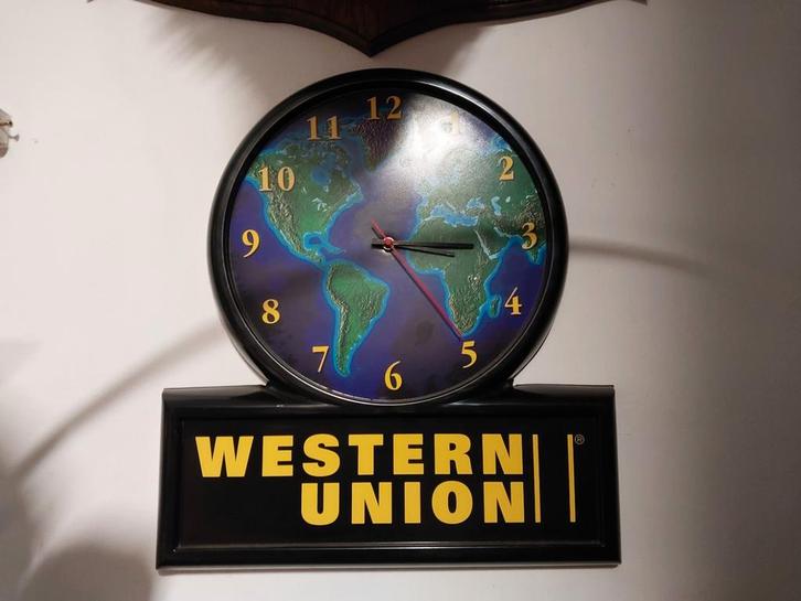 Western union money klok reclame, Verzamelen, Merken en Reclamevoorwerpen, Zo goed als nieuw, Reclamebord, Ophalen of Verzenden