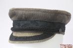 Vintage Kapiteinspet Fiebig beige grijs ribfluweel 55,5, 55 cm (S, 6⅞ inch) of minder, Ophalen of Verzenden, Pet, Gedragen