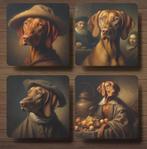 Vizsla Rembrandt stijl onderzetters met houder, Ophalen of Verzenden, Nieuw, Glas of Kopje