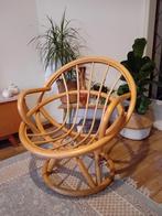 Rotan vintage midcentury fauteuil relaxstoel, Ophalen, Zo goed als nieuw, Riet of Rotan