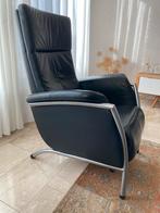Zwarte leren relaxfauteuil Prominent - gasveer, Ophalen, Minder dan 75 cm, Leer, Zo goed als nieuw