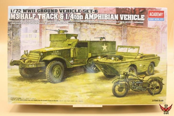 ROWASP | Academy 1/72 M3 Half Track and 1/4ton Amphibian, Hobby en Vrije tijd, Modelbouw | Auto's en Voertuigen, Nieuw, Truck