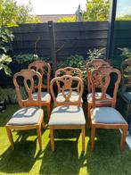 6 Klassieke landelijk teakhouten Stoelen Queen anne style, Huis en Inrichting, Stoelen, Ophalen, Gebruikt, Bruin, Vijf, Zes of meer stoelen