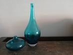 Prachtige turquoise aqua handgemaakte vazen solifleur, Huis en Inrichting, Woonaccessoires | Vazen, Ophalen, Blauw, Aardewerk of Porselein