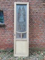 257hx70br Hoge smalle deur met prachtig geetst glas, bloemen, Ophalen