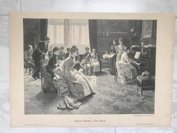 Robert Nadler: Das Duett, 1896, or. gravure, 32x23cm. Mooi! beschikbaar voor biedingen