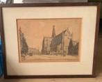 Schilderij grote kerk Haarlem, Antiek en Kunst, Kunst | Etsen en Gravures, Ophalen of Verzenden