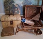 Birma riet Blik Doosje Kandelaar Verkade waxinelichtjes., Ophalen of Verzenden