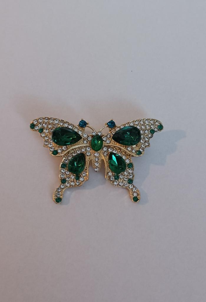 Vlinder broche, Sieraden, Tassen en Uiterlijk, Broches, Nieuw, Overige materialen, Overige kleuren, 4 tot 7 cm, Met strass, Ophalen of Verzenden