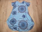 Blauwe wijde zomerjurk met print maat XL ~ TH0039, Blauw, Maat 46/48 (XL) of groter, Ophalen of Verzenden, Zo goed als nieuw