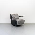 3x Leolux Scylla Fauteuil Lage Rug Grijs Gestreept - Chroom, Huis en Inrichting, Metaal, 75 tot 100 cm, Ophalen of Verzenden, Zo goed als nieuw