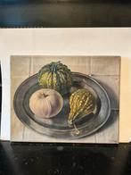 Mooi maar oud, gehavend, beschadigd schilderij met pompoenen, Ophalen of Verzenden