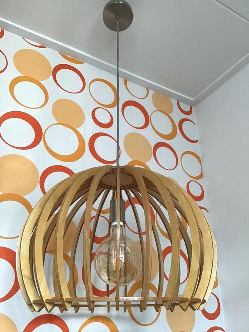 Lucide hanglamp Bounde, grote Deens designlamp, licht hout, Huis en Inrichting, Lampen | Hanglampen, Zo goed als nieuw, 50 tot 75 cm