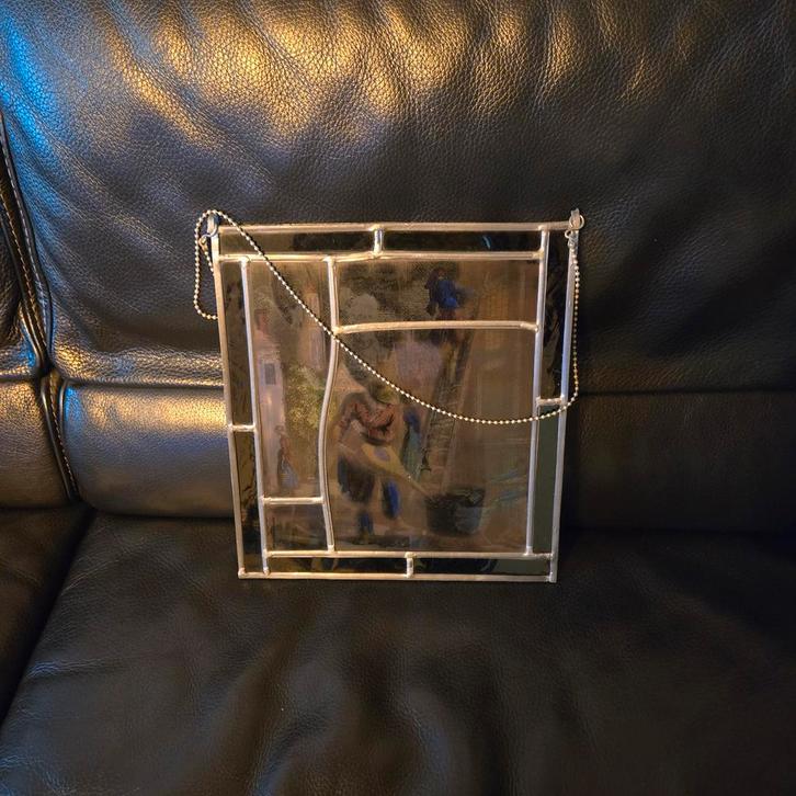Te koop t.e.a.b Glas en lood tafereel/kunstwerk, Antiek en Kunst, Curiosa en Brocante, Ophalen