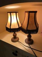 Twee tafellampjes met kalfsleren kapjes, Ophalen of Verzenden, Zo goed als nieuw, Minder dan 50 cm