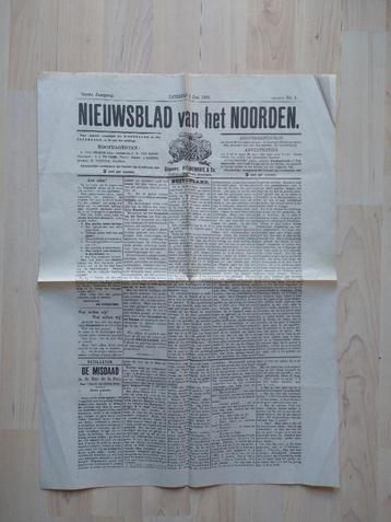 Nieuwsblad van het noorden 2 juni 1888 (herdruk no. 1) beschikbaar voor biedingen