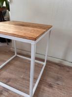 Wit bijzettafeltje metaal/hout - Rotterdam, Ophalen, Minder dan 45 cm, Minder dan 55 cm, Gebruikt