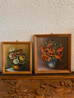 Set olieverfschilderijtjes op paneel met bloemen afbeelding, Ophalen
