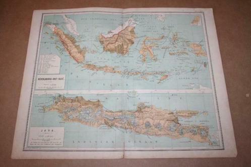 Originele antieke kaart - Nederlandsch Oost-Indië - 1879 !!, Boeken, Atlassen en Landkaarten, Gelezen, Ophalen of Verzenden