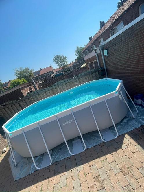 Intex zwembad prism fram oval met filterpomp, Tuin en Terras, Zwembaden, Zo goed als nieuw, 120 cm of meer, 400 cm of meer, 200 tot 300 cm