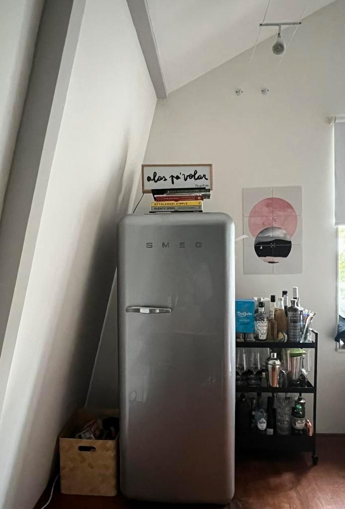 SMEG FAB28RSV3 retro koelkast zilver, Witgoed en Apparatuur, Koelkasten en IJskasten, Gebruikt, Met vriesvak, 200 liter of meer