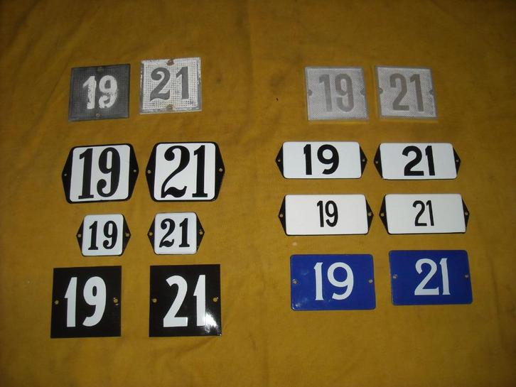 oud emaille huisnummer 19 en 21 ook 20 22 23 24 25 26 27 28, Antiek en Kunst, Antiek | Emaille, Ophalen of Verzenden