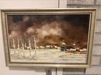 Nederlands winterlandschap met molens, Antiek en Kunst, Ophalen of Verzenden