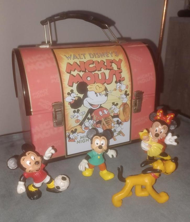 Mickey mouse lunchbox & figuren poppetjes Disney, Verzamelen, Disney, Zo goed als nieuw, Beeldje of Figuurtje, Mickey Mouse, Ophalen of Verzenden
