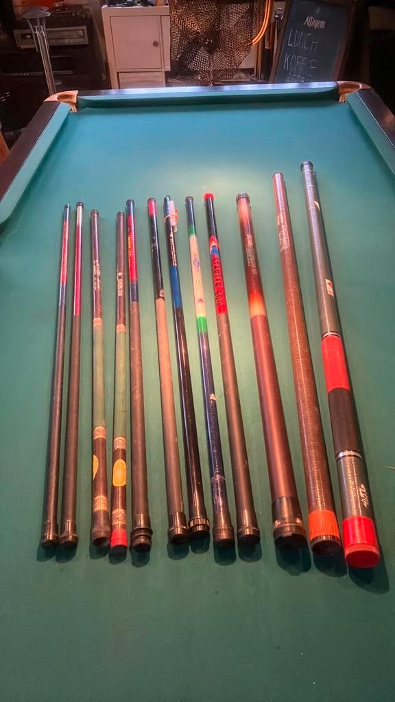 10 telescoop + 1 oversteek vaste hengels, Watersport en Boten, Hengelsport | Witvissen, Zo goed als nieuw, Vaste hengel, Ophalen of Verzenden