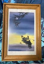 Beschilderd textiel met houten lijst etnisch, Antiek en Kunst, Ophalen of Verzenden